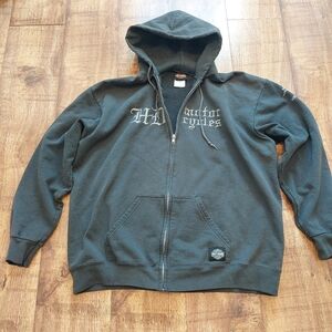 Harley-Davidson Gray Men's Sweater Faded Hoodie Zip Up Hooded L